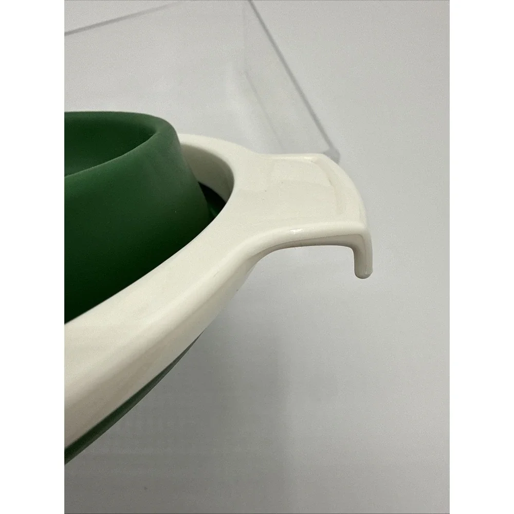 Vtg‎ Farberware Colander Strainer Collapsible White Green Pot Hook Long Handle